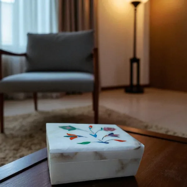 Floral Marble Box 3 Decorative Storage for Home