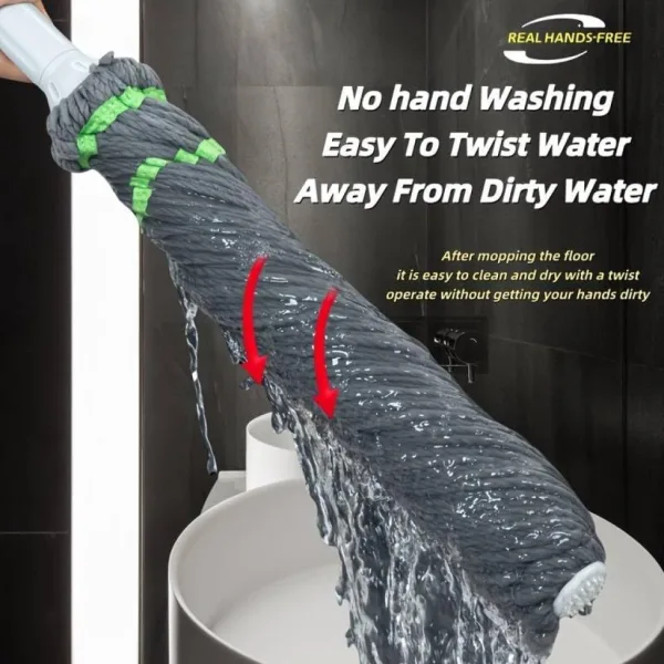 Twist Mop – Microfiber Self-Twisting & Self-Cleaning Mop | Twist & Squeeze Mop for Wet & Dry Cleaning