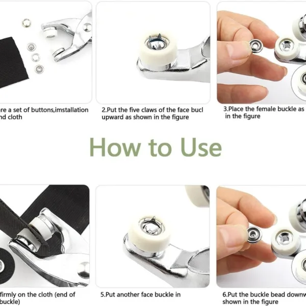 Snap Button Fastener Kit with Pliers