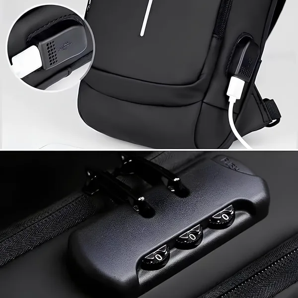 Waterproof Polyester Slim Unisex Crossbody Sling Bag Chest Anti-Theft Backpack for Men & Women | Shoulder Bag | Travel Handbag with Hard Shell Password Lock | Crossbody Backpack for Hiking, Cycling, Travel (Black)