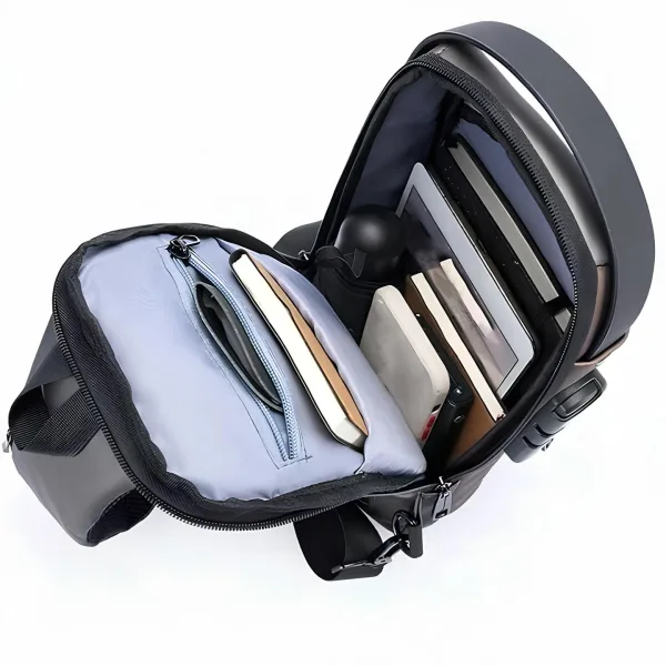 Waterproof Polyester Slim Unisex Crossbody Sling Bag Chest Anti-Theft Backpack for Men & Women | Shoulder Bag | Travel Handbag with Hard Shell Password Lock | Crossbody Backpack for Hiking, Cycling, Travel