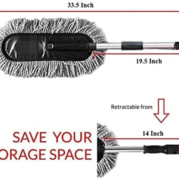 Microfiber Car Cleaning Brush – Multipurpose Mop Duster with Expandable Handle, Long-Handled Car Wash Brush for Home, Kitchen, Office