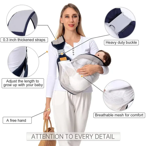 Breathable adjustable baby sling carrier for newborn to toddler