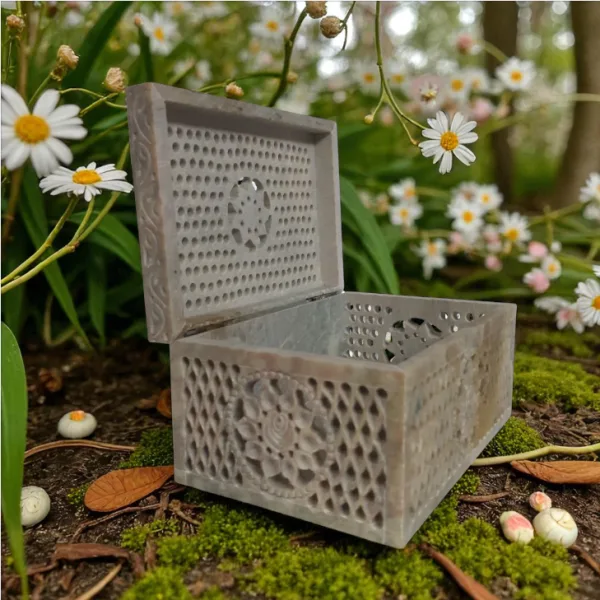 Floral Marble Jewellery Box Decorative Storage for Home