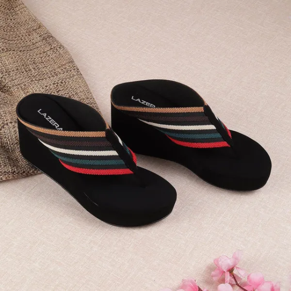 Women's Multi-Stripe Wedge Flip-Flops
