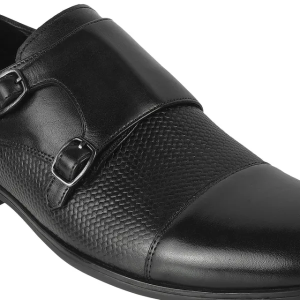Mens Dominio Double Monk Strap Shoes Black