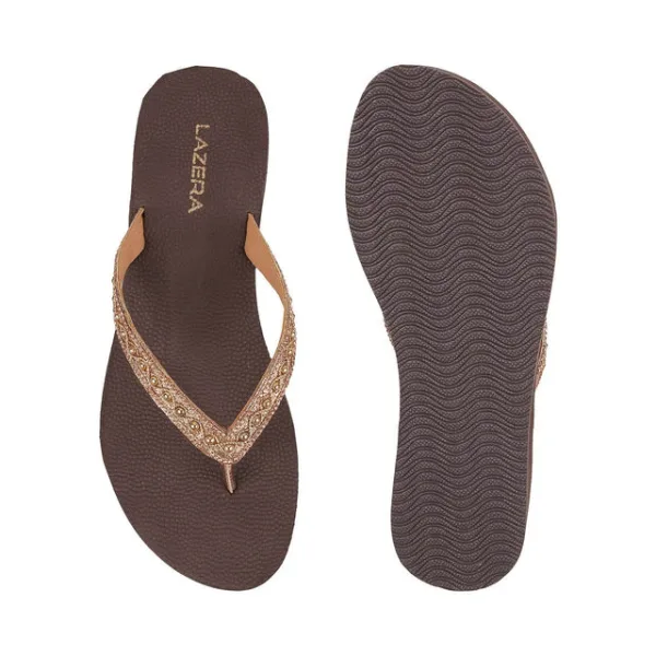 Womens Embellished Platform Flip-Flops