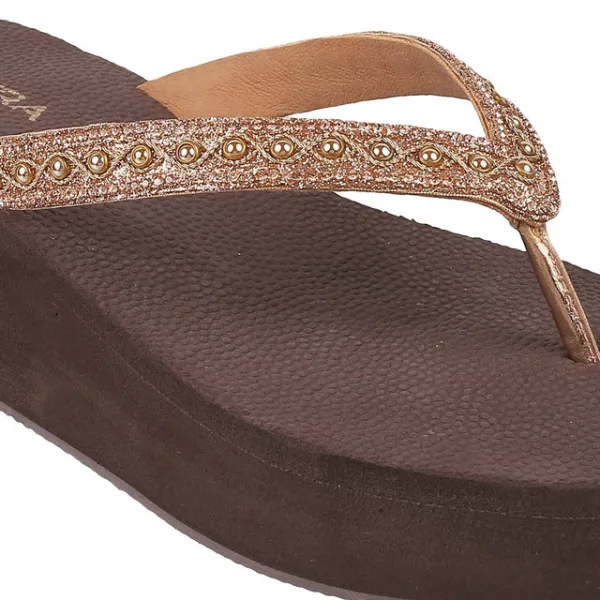 Womens Embellished Platform Flip-Flops