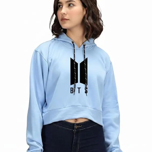 Women's Crop Hoodie Long Sleeve Drawstring Cotton Regular Hooded I Hoodie for Girls and Womens Sweatshirt