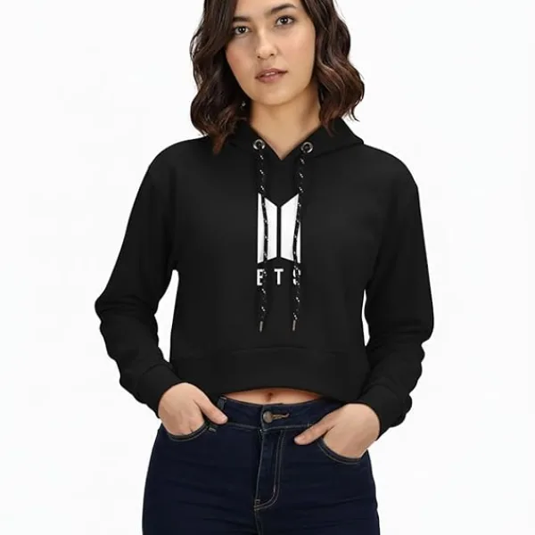 Women Trendy Crop Hoodie Cotton Hooded Sweatshirt