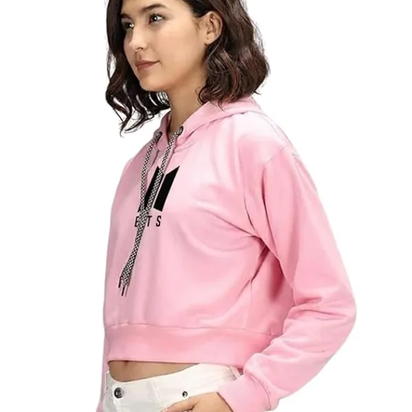 Women's Crop Hoodie Long Sleeve Drawstring Cotton Regular Hooded I Hoodie for Girls and Womens Sweatshirt