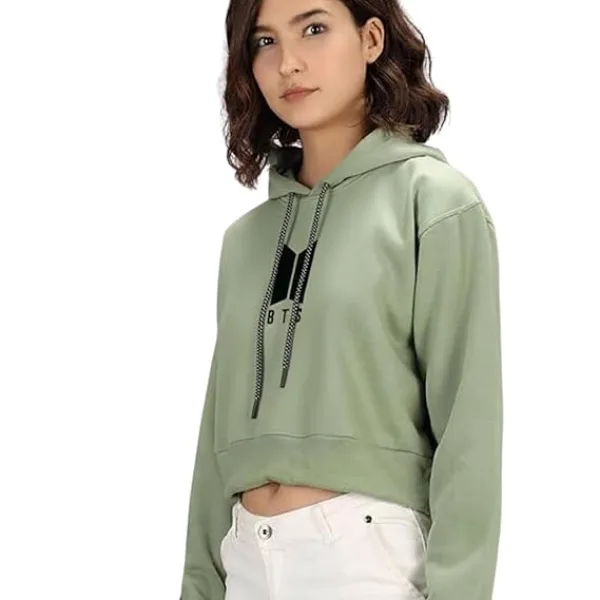 Women's Crop Hoodie Long Sleeve Drawstring Cotton Regular Hooded I Hoodie for Girls and Womens Sweatshirt