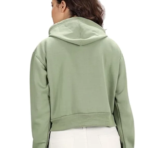 Women Short Length Crop Hoodie Soft Cotton Winter Sweatshirt