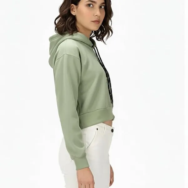 Women Short Length Crop Hoodie Soft Cotton Winter Sweatshirt