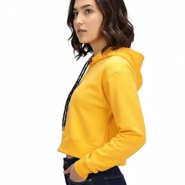 Women's Crop Hoodie Long Sleeve Drawstring Cotton Regular Hooded I Hoodie for Girls and Womens Sweatshirt