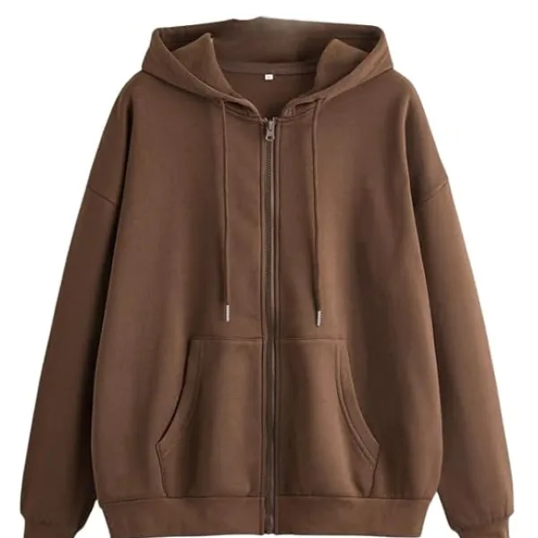 Women Zip Front Hoodie Polycotton Warm Winter Wear