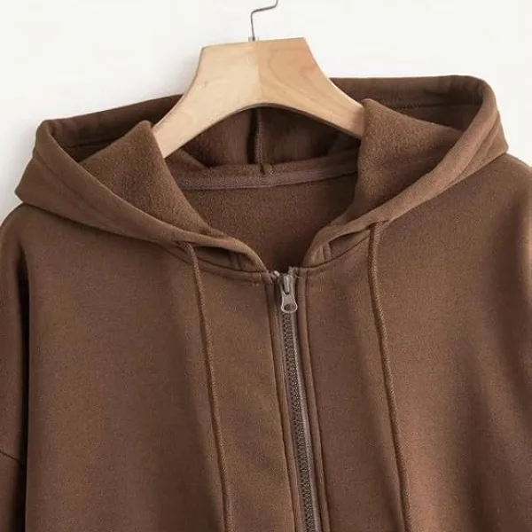 Women Zip Front Hoodie Polycotton Warm Winter Wear