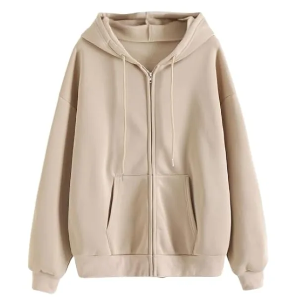 Women Polycotton Fleece Hoodie Full Zip Winter Essential