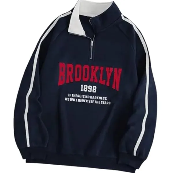 Men’s Collar Chain Cotton Fleece Sweatshirt | Warm Hoodie for Gym, Travel & Casual Winter Wear