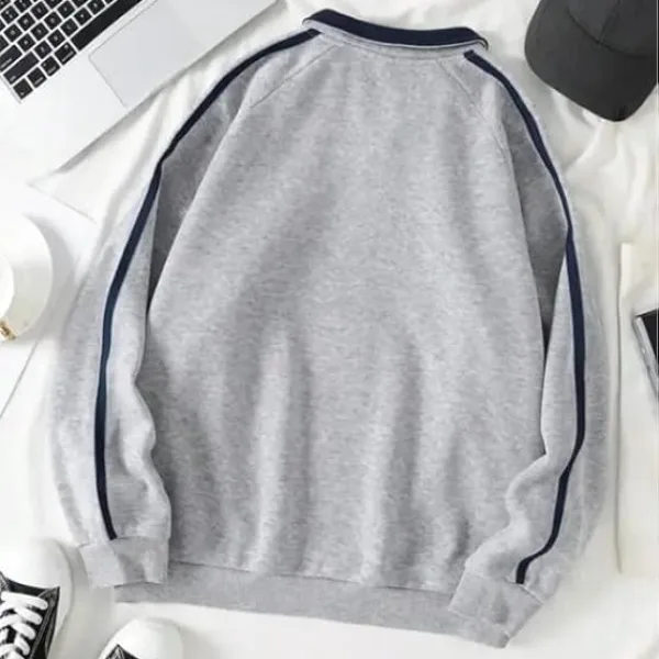 Men’s Collar Chain Cotton Fleece Sweatshirt | Warm Hoodie for Gym, Travel & Casual Winter Wear