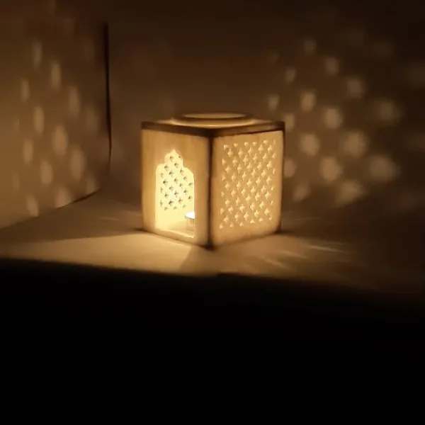 White Marble Tealight Holder And Camphor Diffuser