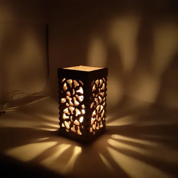 Marble Pen Holder with Tealight Stand Leaf Flower Design