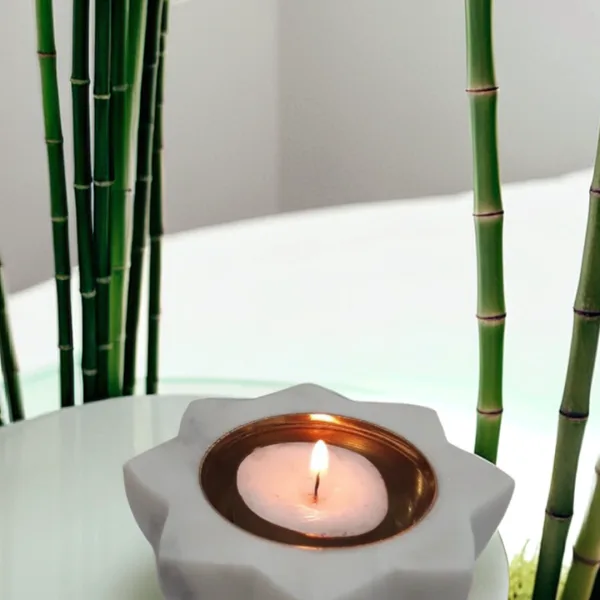 White Marble Diya with Brass Bowl for Pooja Decor