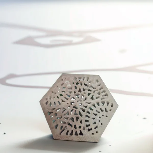 Hand Carved Marble Jewelry Box with Hexagonal Design