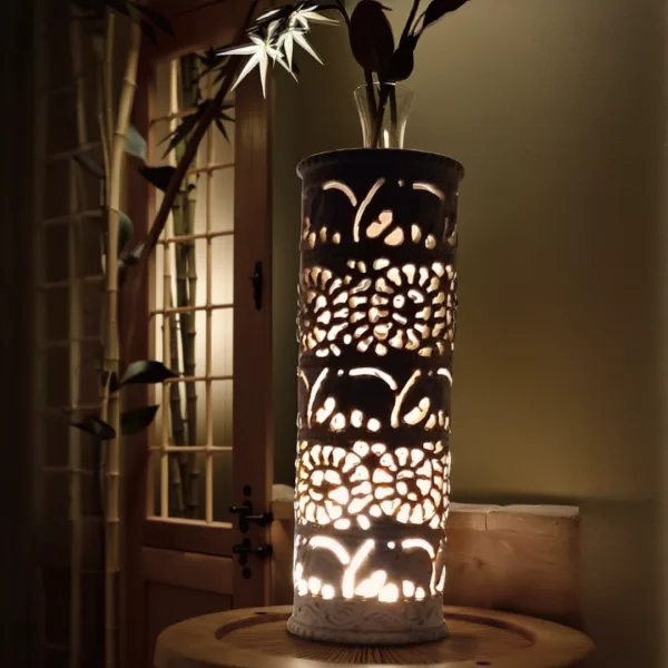 Soapstone Marble LED Decor Piece with Elephant Carving