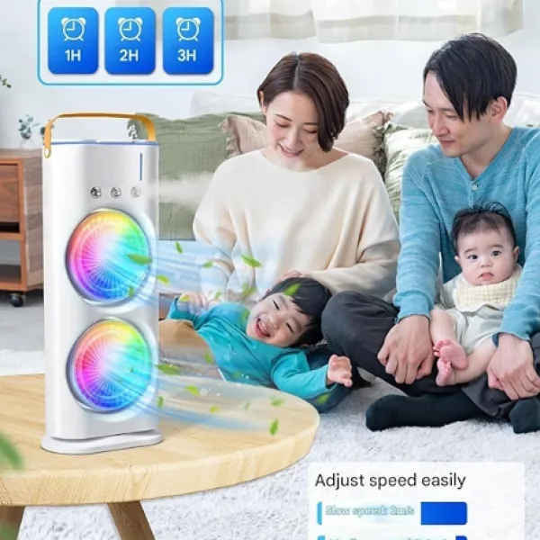 Bestseller 4000 mAh Double Ended Spray Fan, 2025 New 3 Gears USB Rechargeable Oscillating Cooler