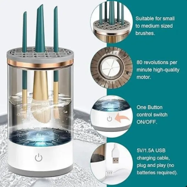 Automatic makeup brush cleaner machine for quick deep cleaning