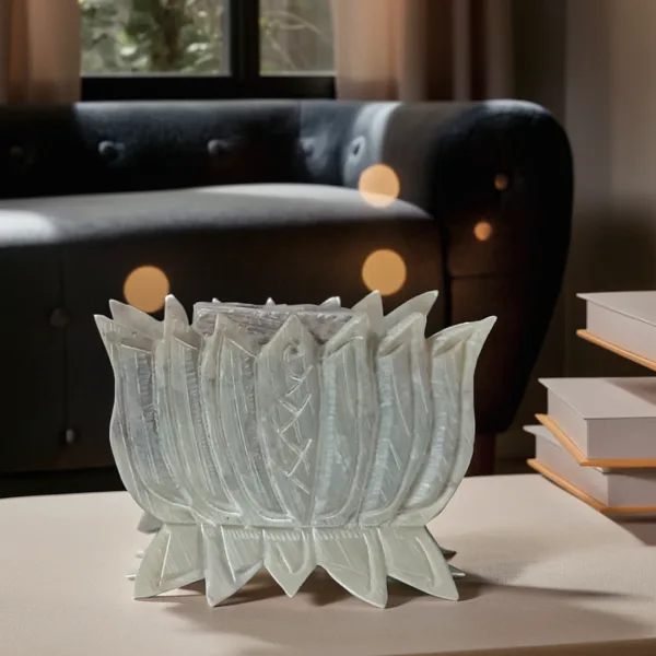 Lotus Design Soapstone Marble Candle Stand Tealight Holder
