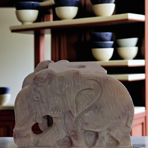 Elephant Soapstone Marble Candle Stand Agarbatti Holder