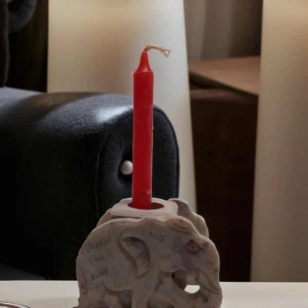 Elephant Soapstone Marble Candle Stand Agarbatti Holder