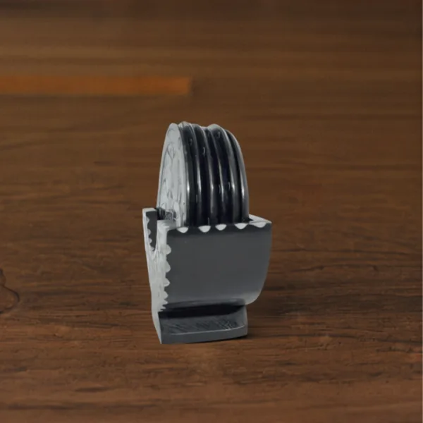 Black Round Flower Engraved Marble Coaster