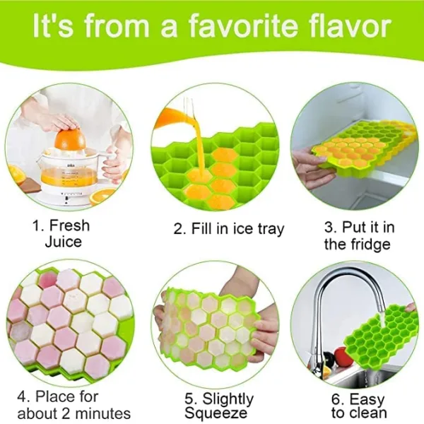 Flexible Silicone Ice Cube Tray with 37 Small Cubes