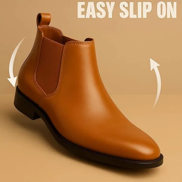 Latest Trendy Men’s Tan Chelsea Boots | Premium Faux Leather Ankle Boots | Comfortable Slip-On Footwear for Men's & Boys
