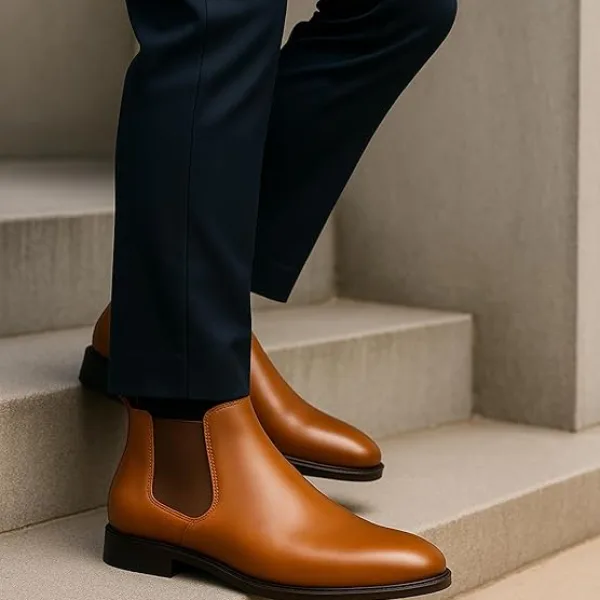Latest Trendy Men’s Tan Chelsea Boots | Premium Faux Leather Ankle Boots | Comfortable Slip-On Footwear for Men's & Boys