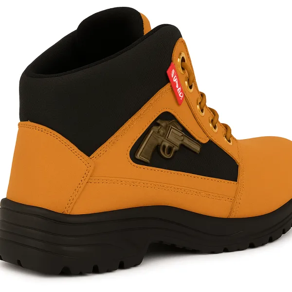 Latest Fabulous Men’s Tan Gun Boots | Premium Faux Leather Ankle Boots | Comfortable Slip-On Footwear for Men's & Boys