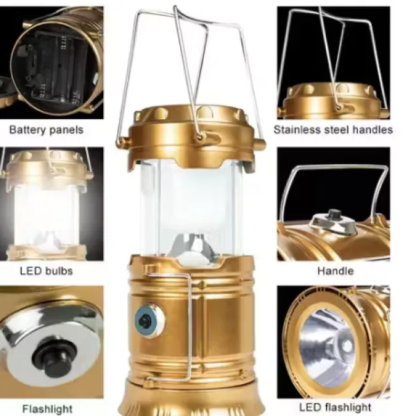 Rechargeable Solar LED Lantern Torch for Camping and Emergency