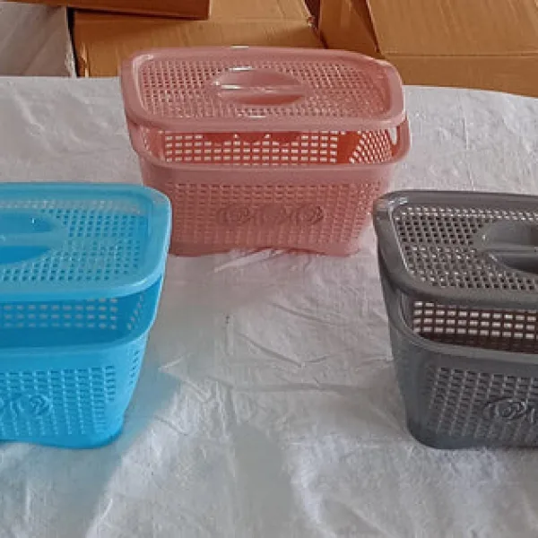 Multipurpose Plastic Basket Organizer with Lid