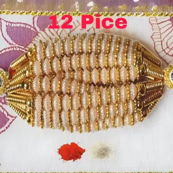 LIGHT Rakhi 12 pice combo rakhi Golden white red gold beautiful rakhi with roli and chawal Bhaiya bhabi rakhi bhai, bro, brother Pack of 12