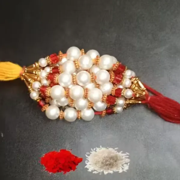 LIGHT 12 pice combo rakhi white red gold beautiful rakhi with roli and chawal Bhaiya bhabi rakhi bhai, bro, brother Pack of 12 PICE