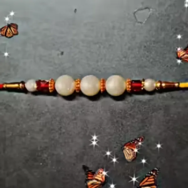 LIGHT 12 pice combo rakhi white red gold beautiful rakhi with roli and chawal Bhaiya bhabi rakhi bhai, bro, brother Pack of 12 PICE