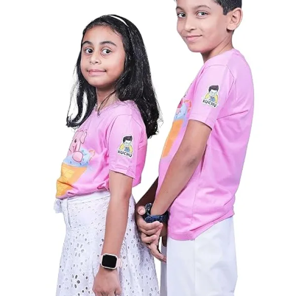KUCHU Unisex Kids T-Shirt | Super Combed Cotton-Modal Fabric – Softer & Breathable Ultra-Soft, Lightweight Material | Unique Digital Print | Casual Wear for Boys & Girls