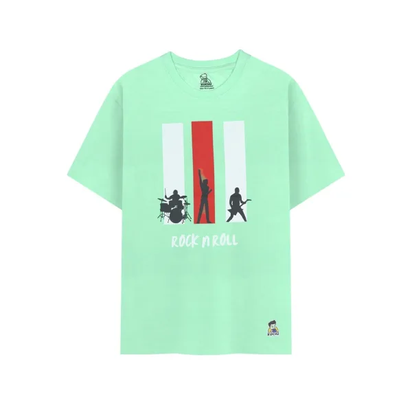 Unisex Kids’ T-Shirt  – Lime Green Rock n Roll Digital Print | Soft Cotton-Modal Blend | Breathable, Comfortable Wear for Boys & Girls