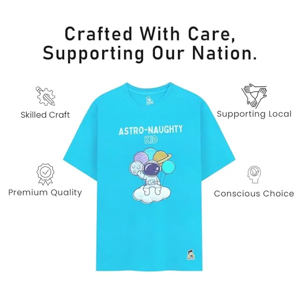 Unisex Kids’ T-Shirt – Astro Naughty Cartoon Digital Print | Soft Cotton-Modal Blend | Breathable, Comfortable & Stylish Wear for Boys & Girls