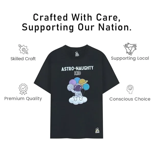 Unisex Kids’ T-Shirt – Astro Naughty Cartoon Digital Print | Soft Cotton-Modal Blend | Breathable, Comfortable & Stylish Wear for Boys & Girls