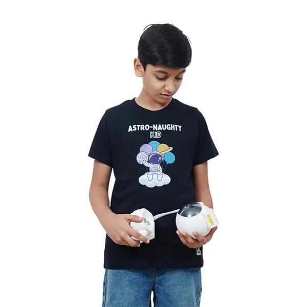 Unisex Kids’ T-Shirt – Astro Naughty Cartoon Digital Print | Soft Cotton-Modal Blend | Breathable, Comfortable & Stylish Wear for Boys & Girls
