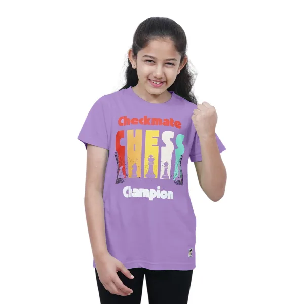 Unisex Kids’ T-Shirt | Light Green Checkmate Digital Print | Soft Cotton-Modal Blend | Stylish, Breathable & Durable Everyday Wear for Boys & Girls